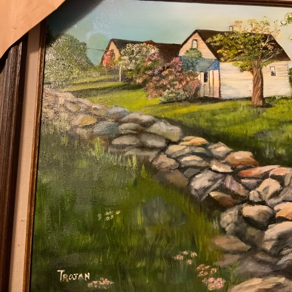 14x18 Beautiful scenic cottage great depth detail & beauty soft canvas framed - Picture 7 of 9